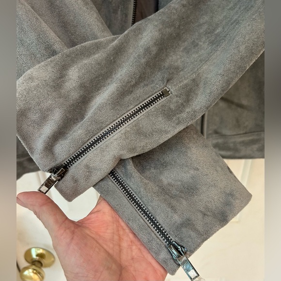 Ark NC Ultra Swede Jacket, NWOT, Grey, Motorcycle Style Zip Front & Sleeve, Sz S - Picture 15 of 16